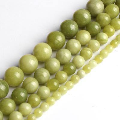 Natürliche chinesische grüne Jade-Steinperlen, runde Perlen für die Schmuckherstellung, 38,1 cm Strang, DIY-Armband