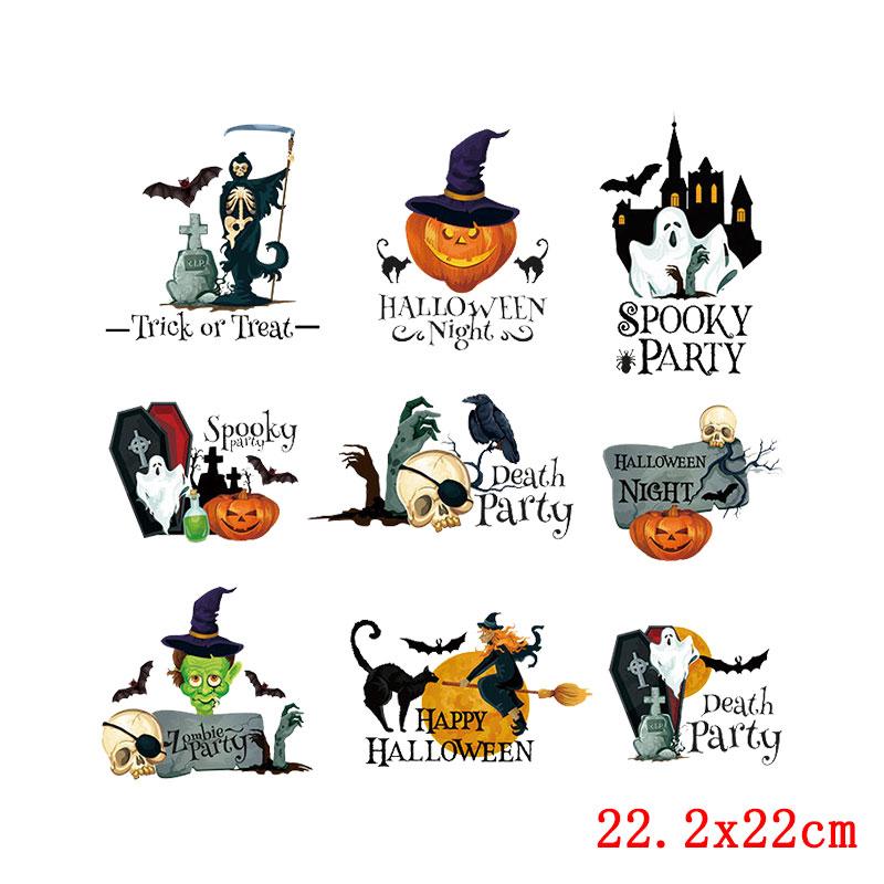 Cartoon Animal Applique Iron On Transfer Funny Pumpkin Heat Transfer Patch For Clothes Hippie Cat Thermal Stickers On Clothes