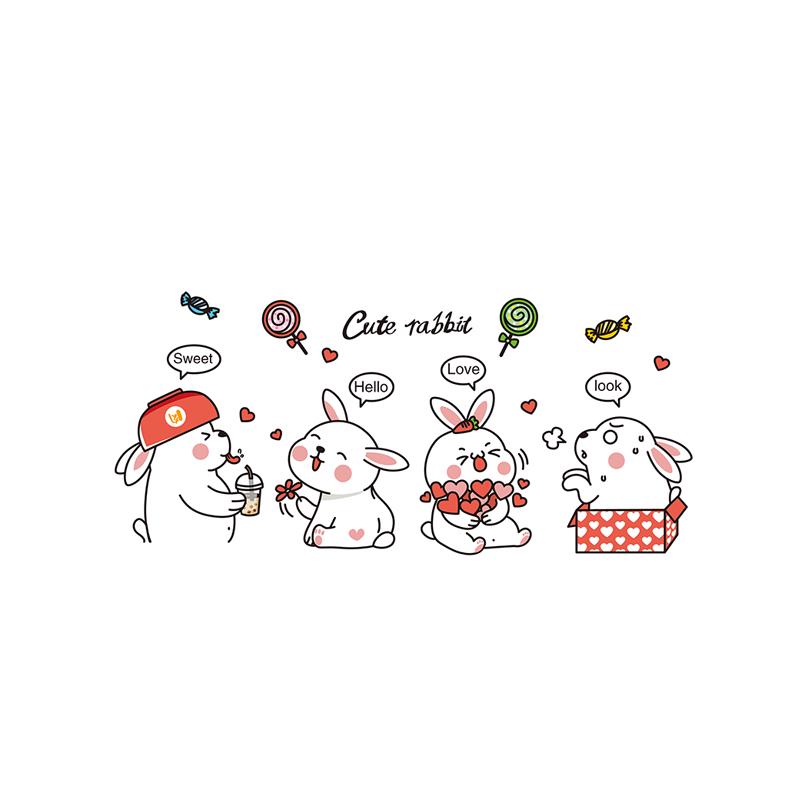 Self-Adhesive Rabbit Wall Stickers for Children's Room
