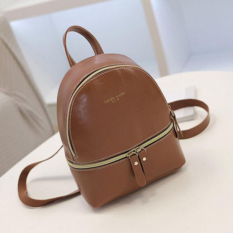 Style Women's Backpack Casual Student Mini Leather Solid Backpack Schoolbag Girls Gift Shoulder Bag