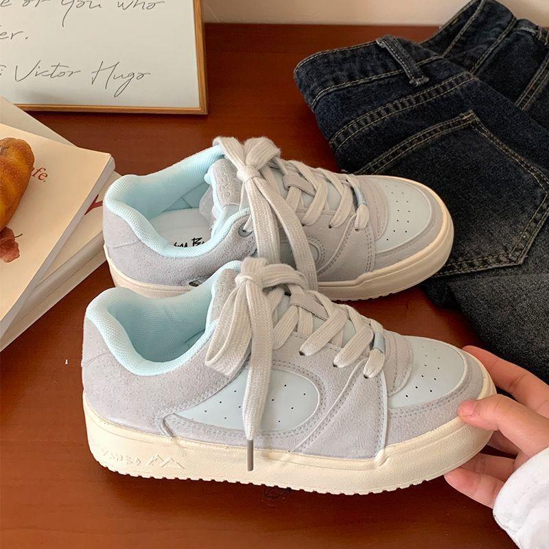 

2025 spring new student women s shoes versatile casual sports design sense ins niche shoes spring board shoes 40 синий