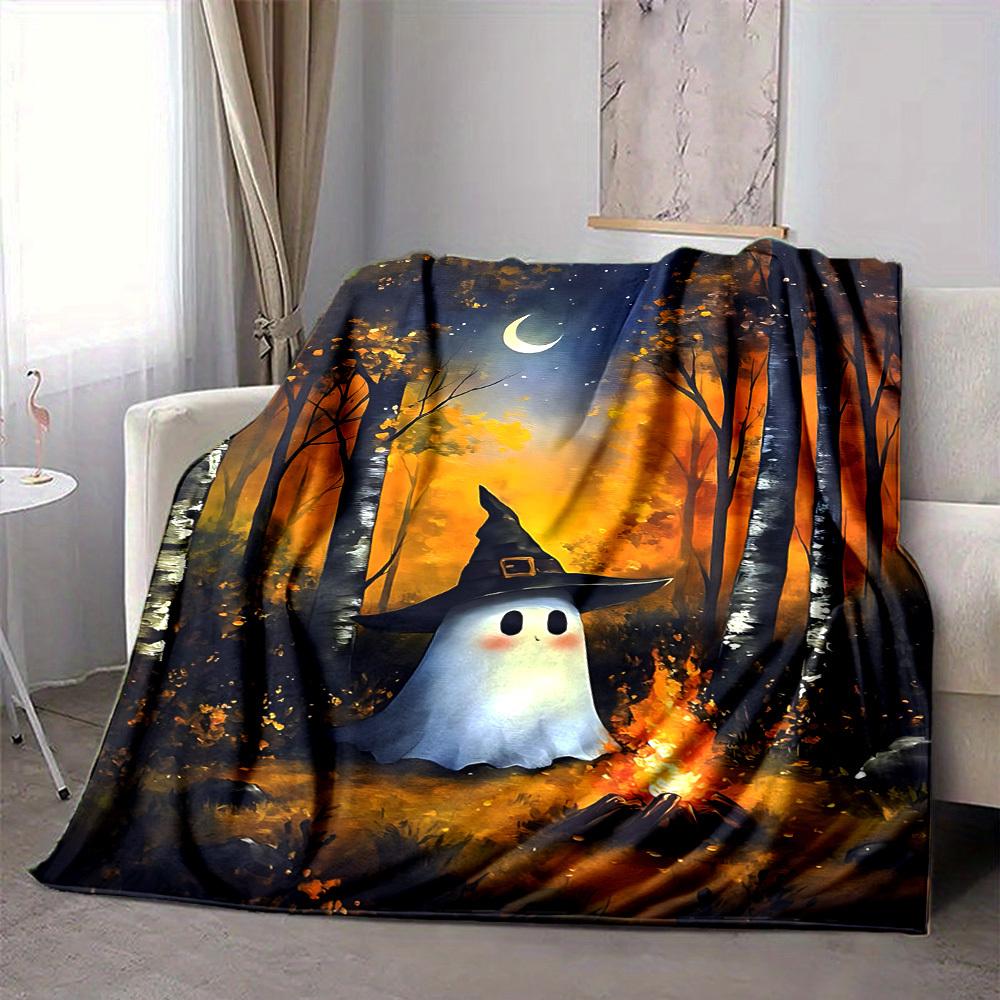 1pc Ghost Forest Blanket, Lightweight Flannel Throw Blanket for Sofa, Bed, Travel, Camping, Living Room, Office, Couch087