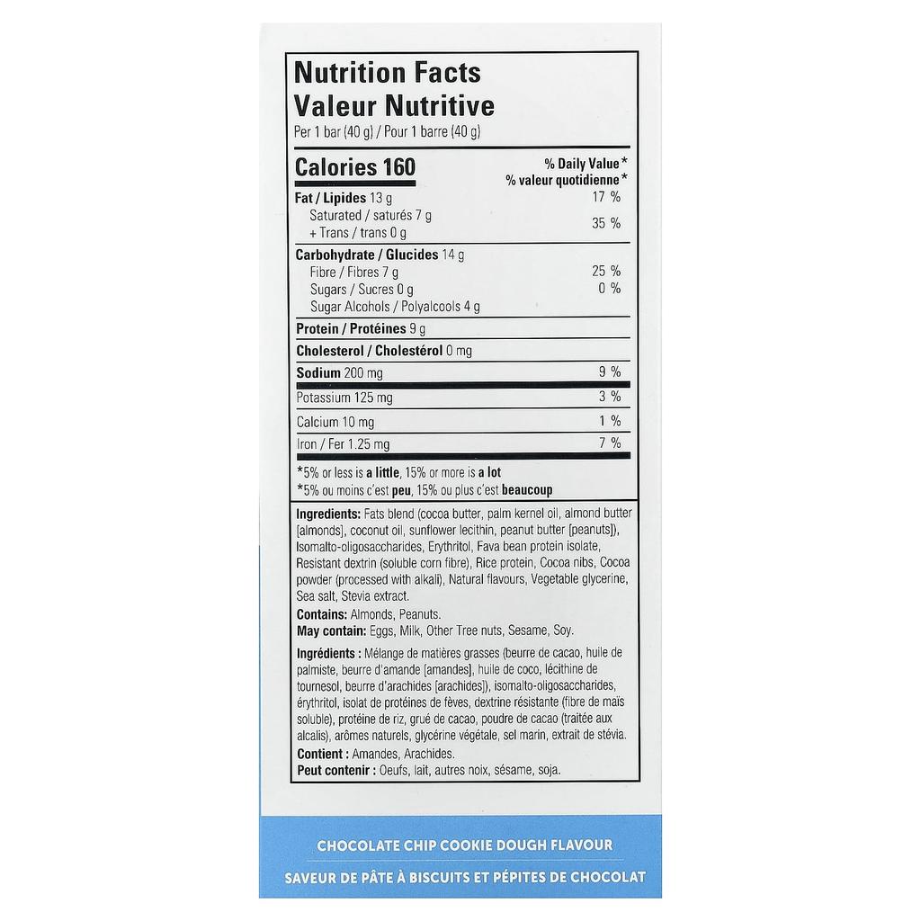 No Sugar Company Keto Bars™, Chocolate Chip Cookie Dough, 12 Bars, 40g Each