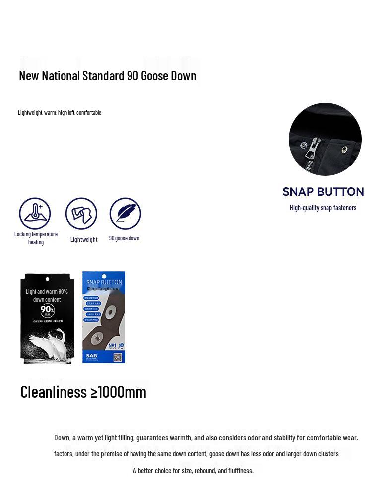 90% Goose Down Boxy Fit Puffer Jacket for Men - High Loft & Thickened Warmth