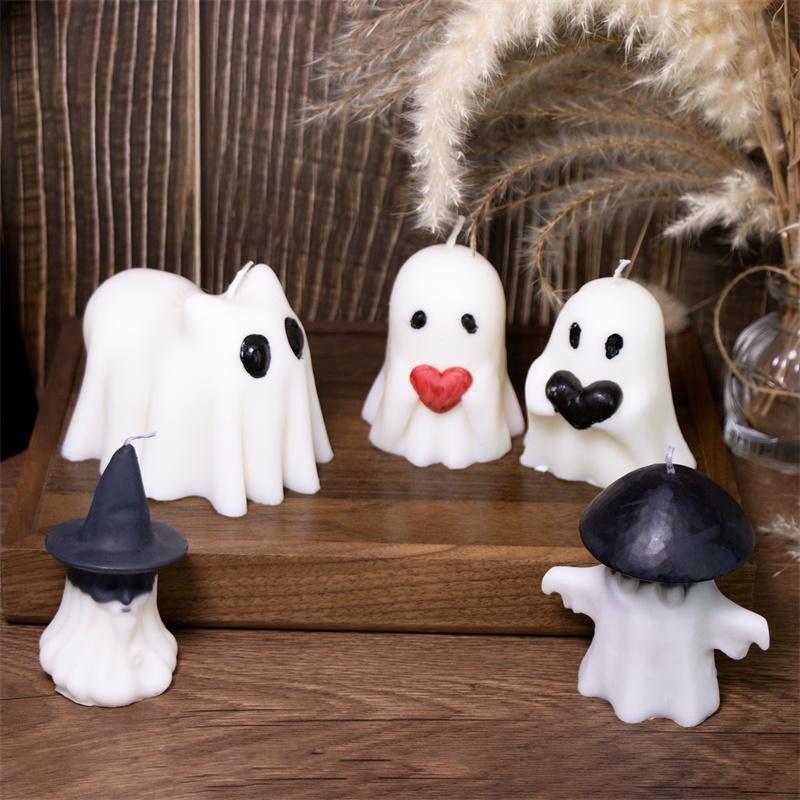 Ghost Halloween Candle Mold DIY Halloween Candle Crafts Plaster Resin Cast Mold Home Artwork Make Halloween Gifts
