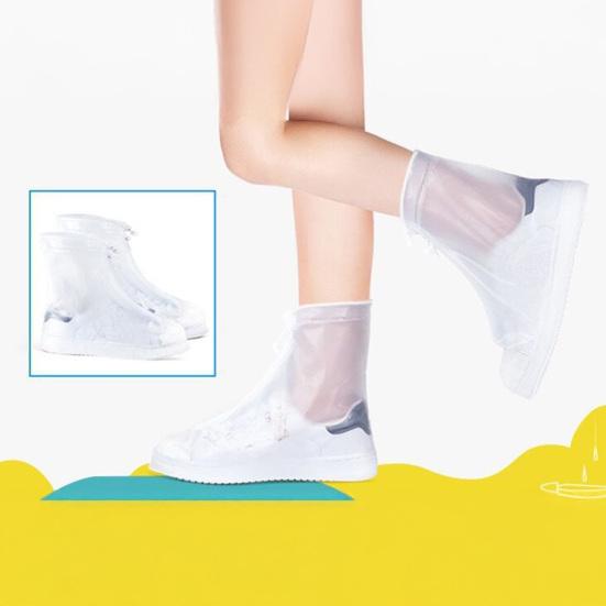1 Pair Waterproof Shoe Covers Rainproof Shoe Protectors with Zipper And Drawstring Anti-Slip Sole Overshoes for Men Women Rain Snow Mud Protection