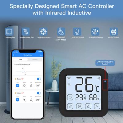 Tuya Smart Wifi IR-Klimaanlagenregler-Thermostat mit LCD-Display, App-Kontrolltemperatur
