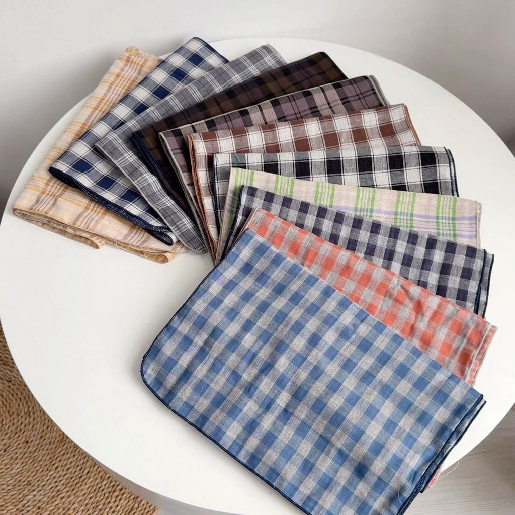 Retro britský styl bavlněný kostkovaný šátek oboustranný módní preppy šátky venkovní šátek na ochranu před sluncem