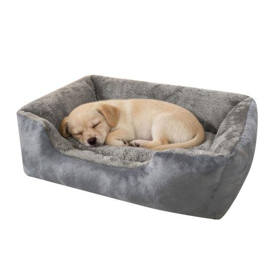 

Rectangle Pet Bed Cozy Cat Orthopedic Sofa Bed Warm Plush Dog Calming Bed for Cats Dogs Multiple Sizes Colors S серый