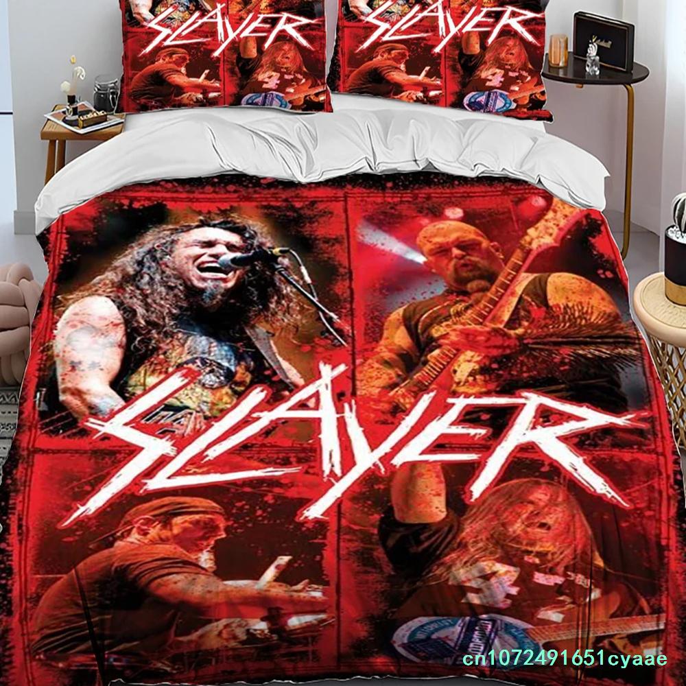 Slayer Heavy Metal Band Music Comforter Bedding Set,Duvet Cover Bed Set Quilt Cover Pillowcase,king Queen Size Bedding Set Boys