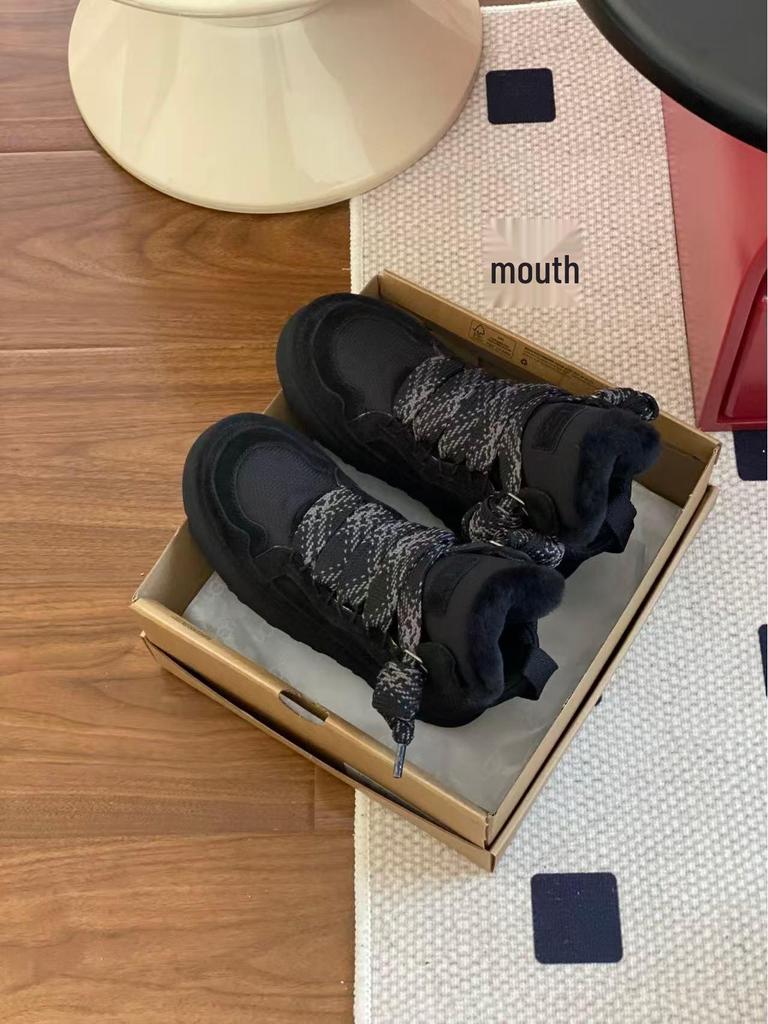 Henan Sangpo Casual High-Low Top Sheepskin Wool Shoes - Comfortable Thick Sole for Men & Women