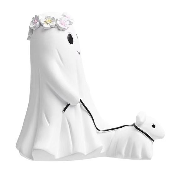 LED Night Lamp Ghost Walking Dog Statue Soft Warm Glow USB Powered Lighted Indoor Figurine Lamp Halloween Decoration