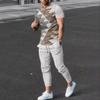 Summer Men's T-shirt Pants Sportswear Geometric Printed Pants Set 2-piece Street Wear Suit Sportswear