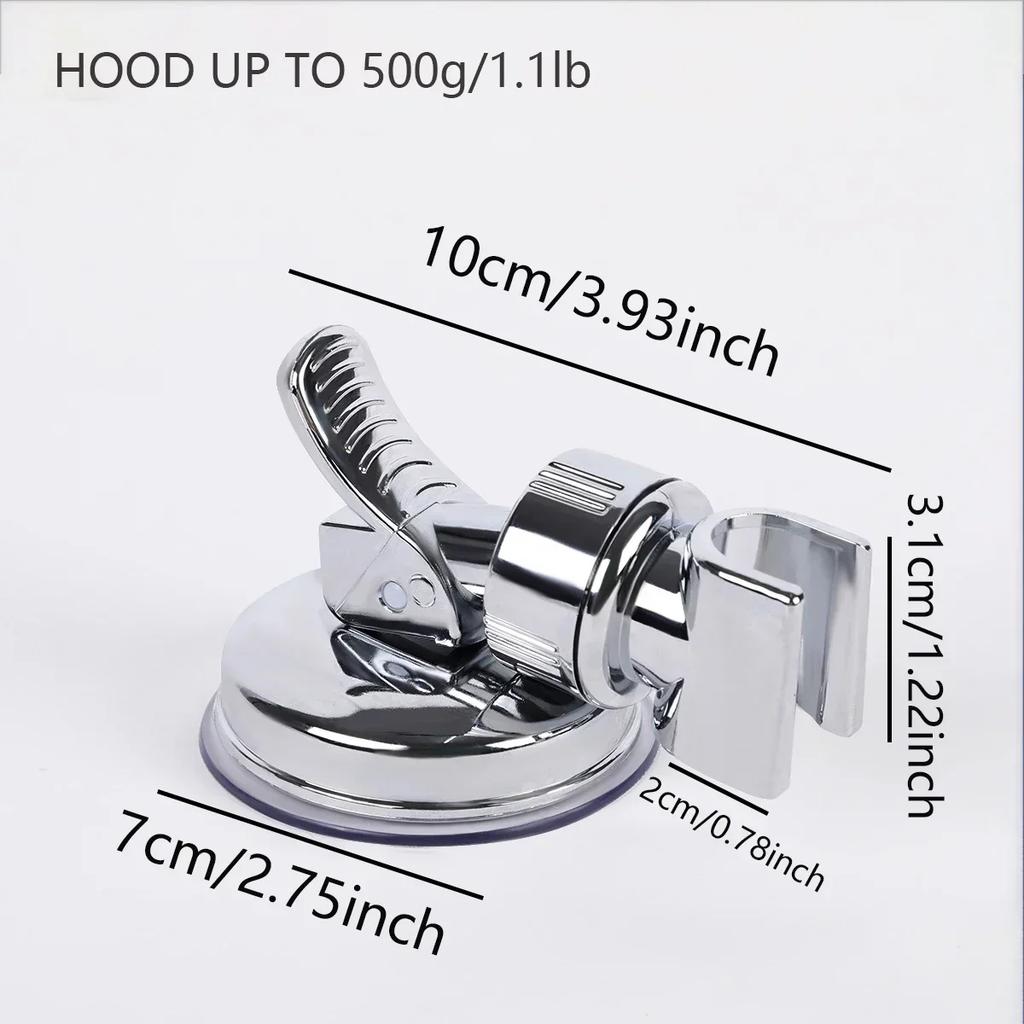 1Pc No Drill Removable Shower Head Bracket Adjustable Strong Suction Cup Shower Rack ABS Silver Bathroom Nozzle Fixed Base