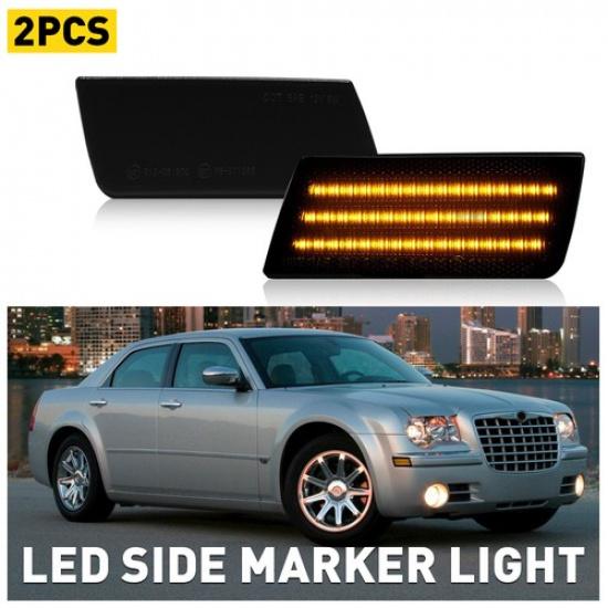 For 300 2005-2014 Chrysler SMOKED Amber Side Strip LED Light Marker Front Lamp