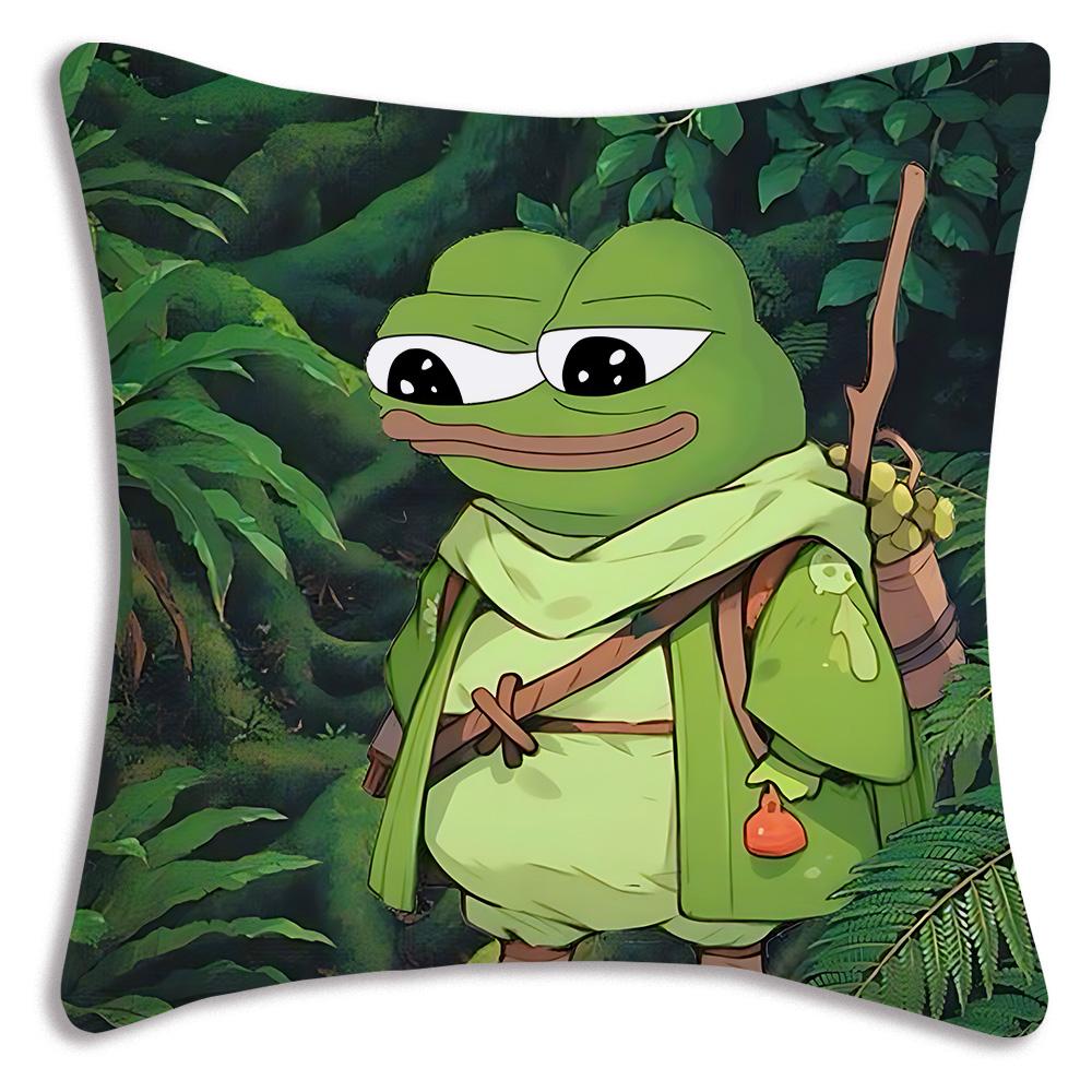 Cartoons fun Sad P-Pepe frog Pillow Covers Cartoon Sofa Decorative Home Double-sided Printing Short Plush Cute Cushion Cover