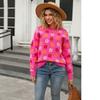 Autumn New Pullover Crew Neck Sweater Women's Versatile Flower Printing Warm Threaded Long Sleeve Knitted Top Women's