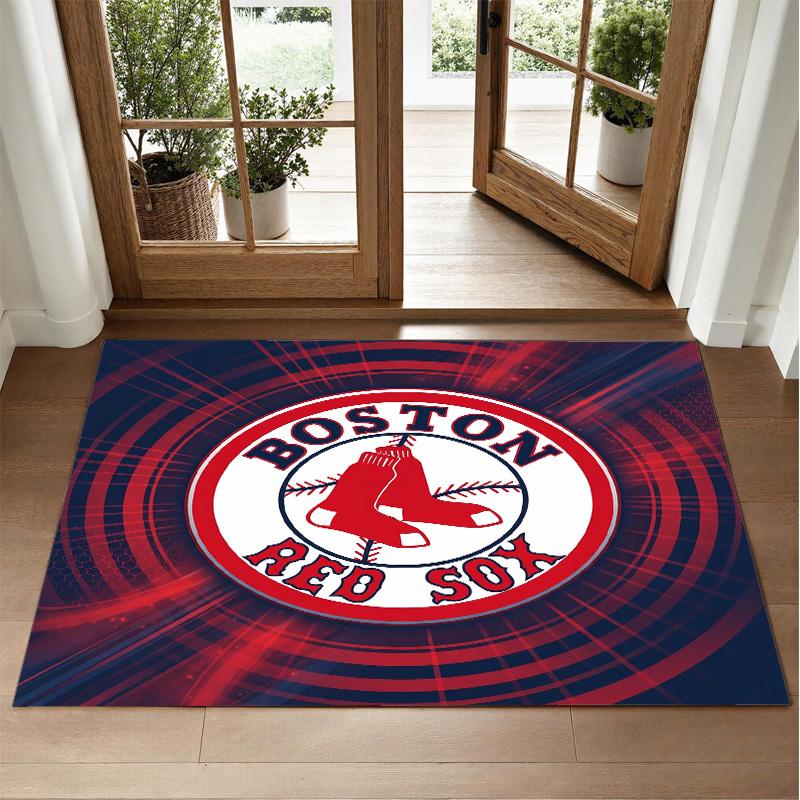 Boston Red Sox Design Crystal Velvet Rug Soft Decorative Mat for Bedroom Entrance