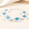 Swiss Blue Topaz Gemstone 925 Sterling Silver Gift Jewelry Handmade Bracelet 8" RB-10-3