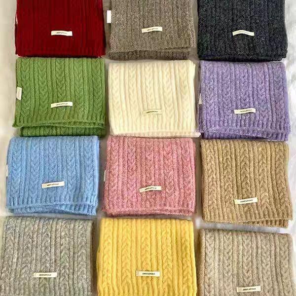 Wool Blended Knitted Scarf for Women In Winter Korean Style Soft and Waxy Fashionable Versatile Warm Student Couple Autumn and Winter Scarf for Men