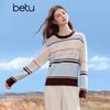 Betu Women's Ribbed Color-Block Stripe Knit Top