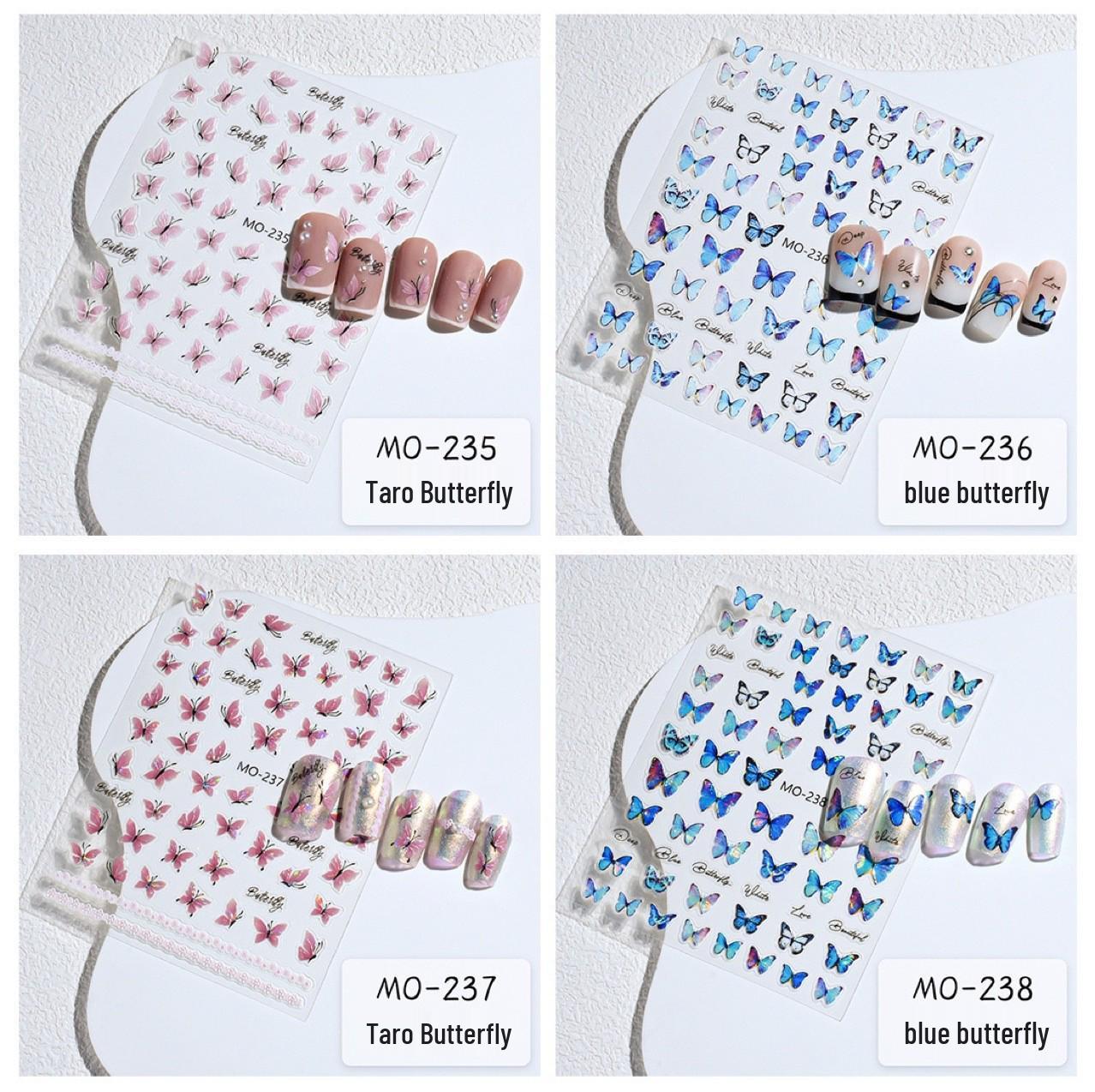 

Наклейки для ногтей Aurora Taro Fairy Butterfly - Мечтательный розовый и Завораживающий синий Aurora Taro Butterfly 238 - 1 Sheet