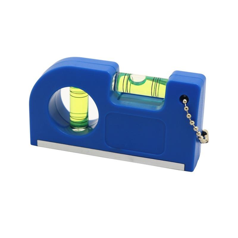 1PC Mini Plastic Level Chain Waist Torpedo Level Convenient Strong Magnetic Aluminum Alloy Blue