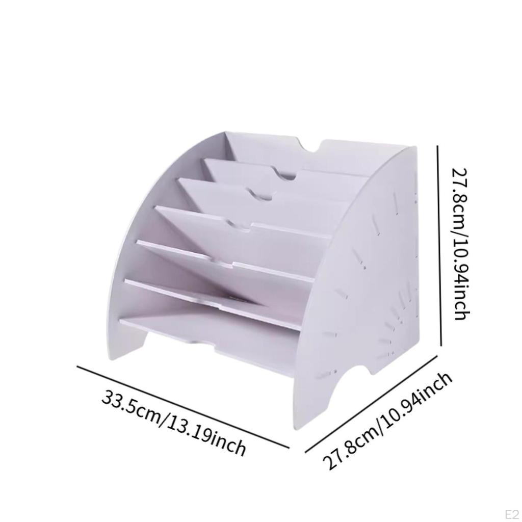 Fan Shaped Desk File Organizer Mail Holder 6 Compartments, Document Storage Rack for
