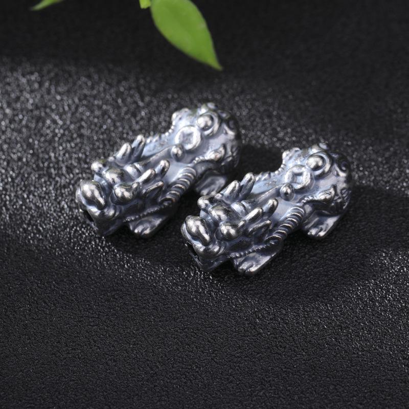 Aged Silver Four-Leaf Clover Pixiu Spacer Beads for DIY Jewelry Necklace/Bracelet