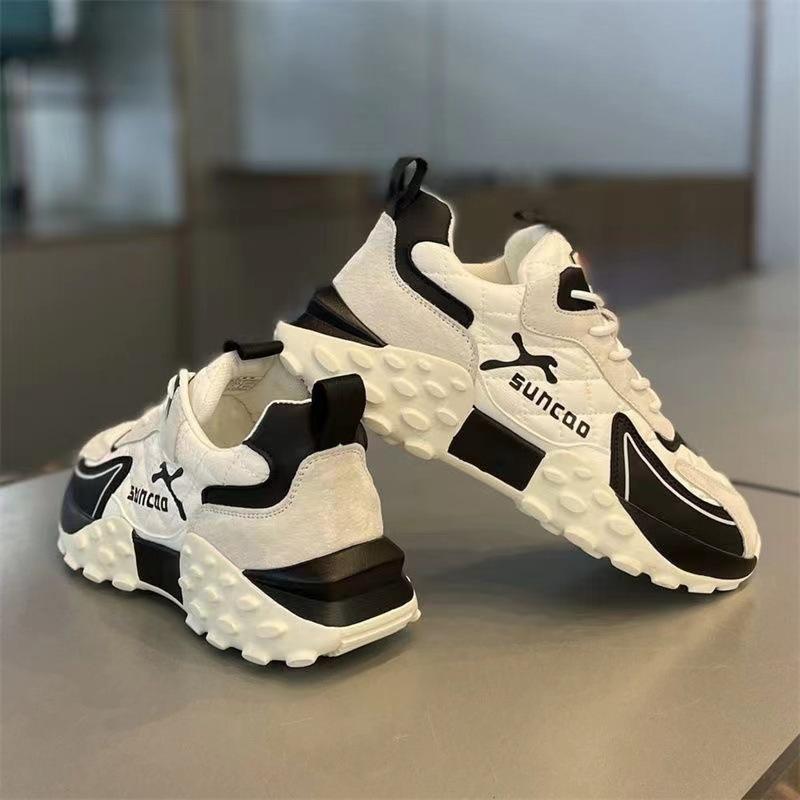 Thick-soled Internet celebrity dad shoes men's 2025 autumn new Korean version of fashion heightening Forrest Gump shoes low-top color matching t