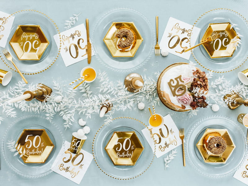Partydeco Świeczka Urodzinowa Liczba 50 Złota 7,5Cm