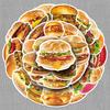 50 Realistic Fast Food Hamburger Stickers - Waterproof Decor for Refrigerator, Lunch Box, Journal