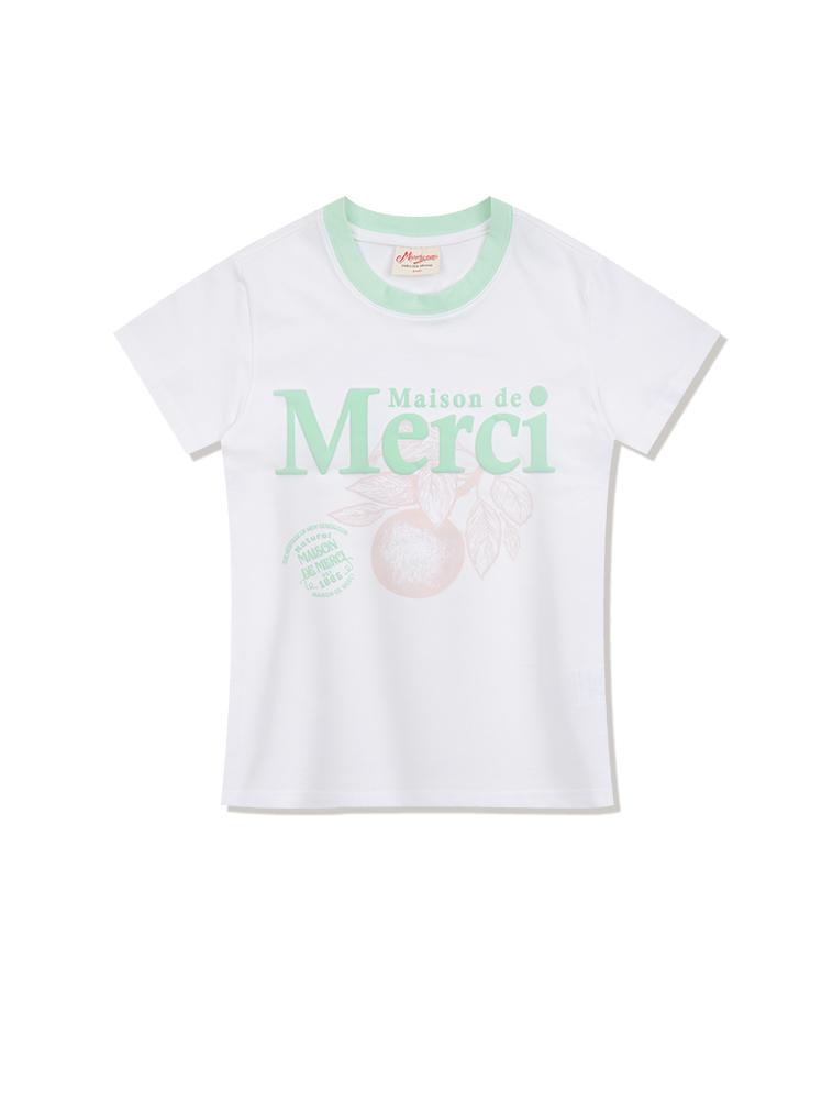 LA MAISON STUDIO Pastel Citrus Short Sleeve T-Shirt White Mint (Fcg2Ts775W)