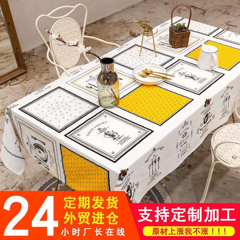 Tablecloth Decorative Cloth Meal Cotton And Linen Small Fresh Fabric Square Plaid Tablecloth Waterproof Coffee Table Cloth