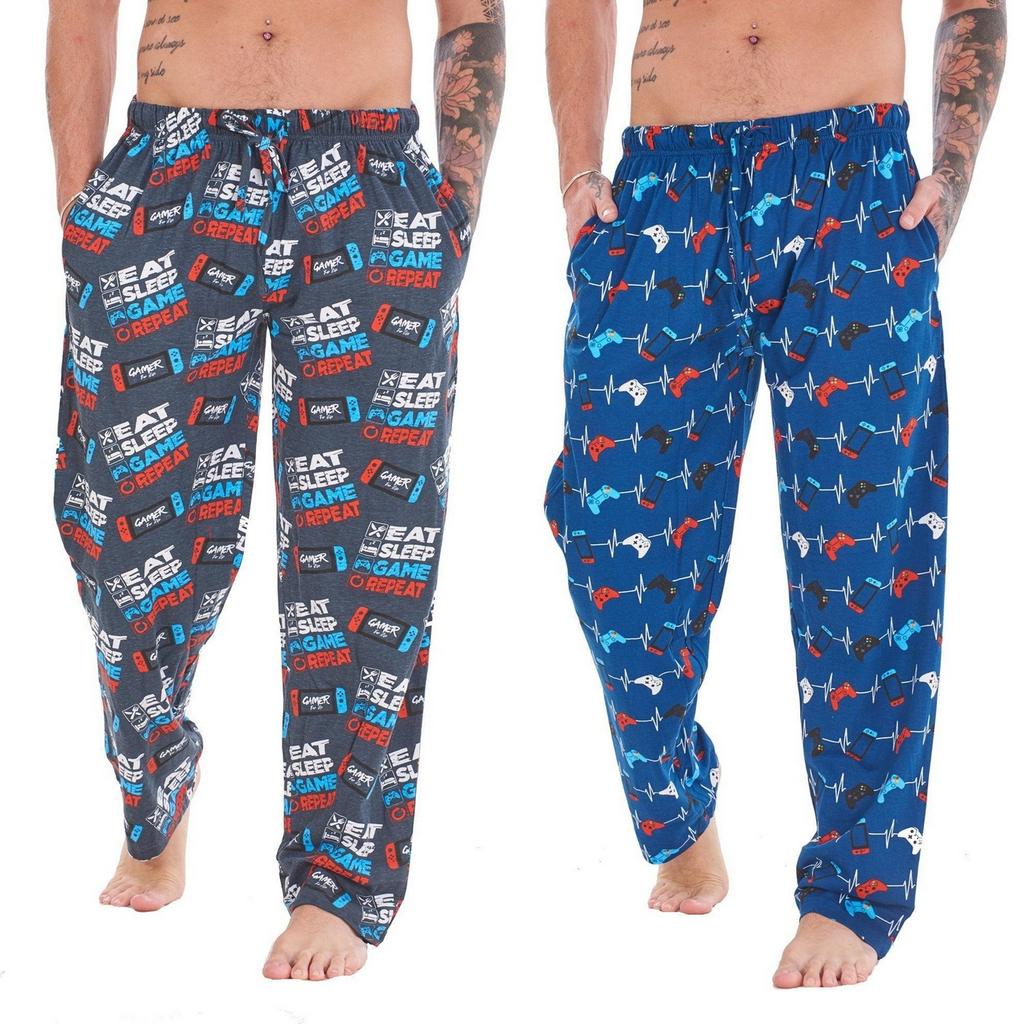 Keanu Mens Eat Sleep Game Repeat Lounge Pants (Pack of 2)