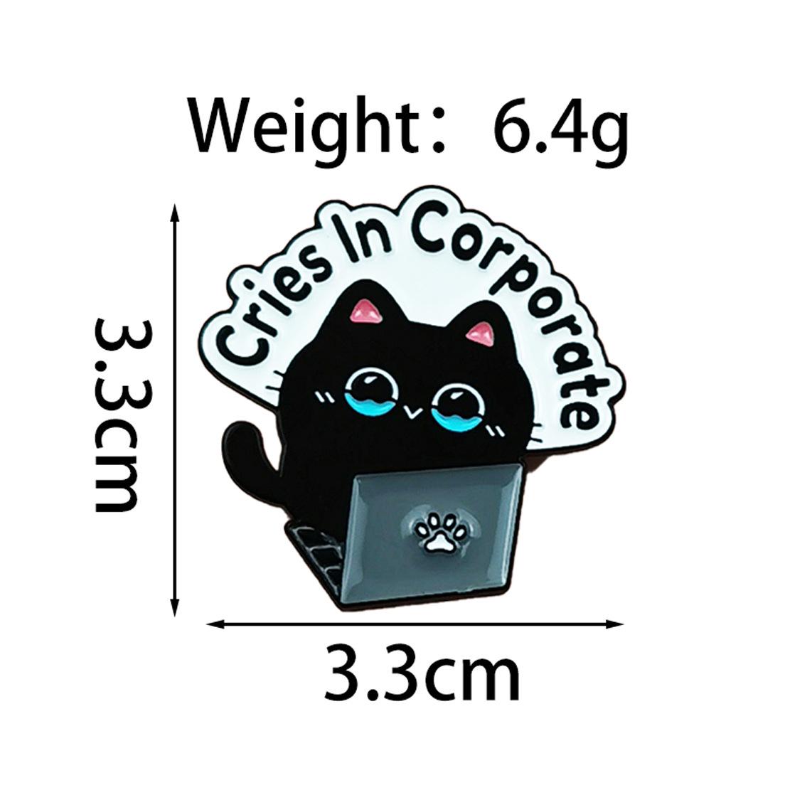 Cute Cartoon Crying Kitten Brooch - Creative Cat Metal Badge Accessory