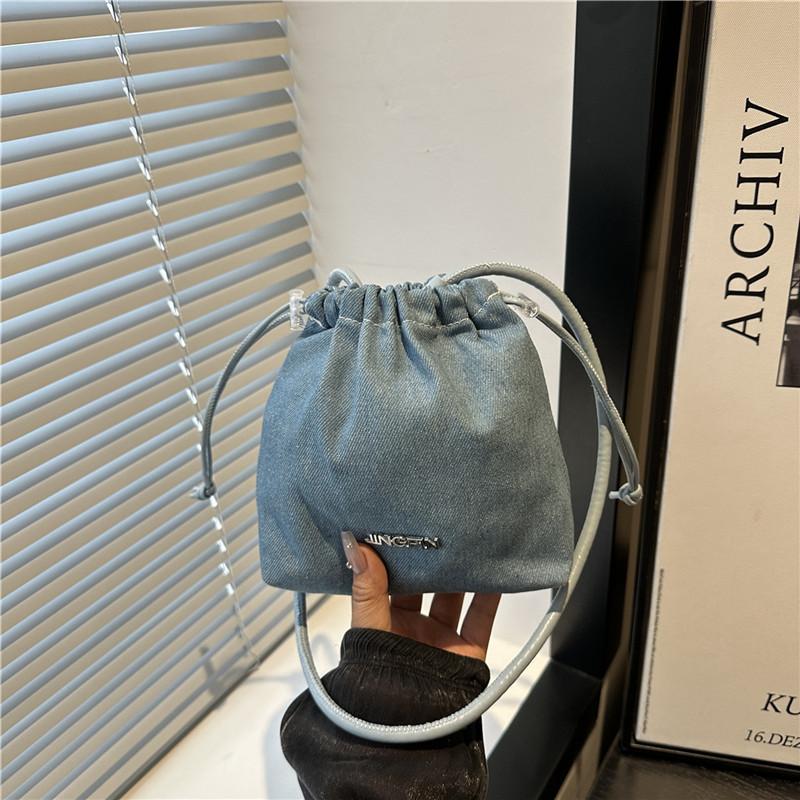 

New fashion denim bucket bag, messenger bag, women s exquisite niche shoulder bag, commuter work mobile phone bag синий