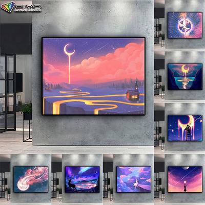 Arte Pittura Diamante 5D Luna e Cielo Stellato Ricamo Diamante Fai da Te Strass Decorazione Casa