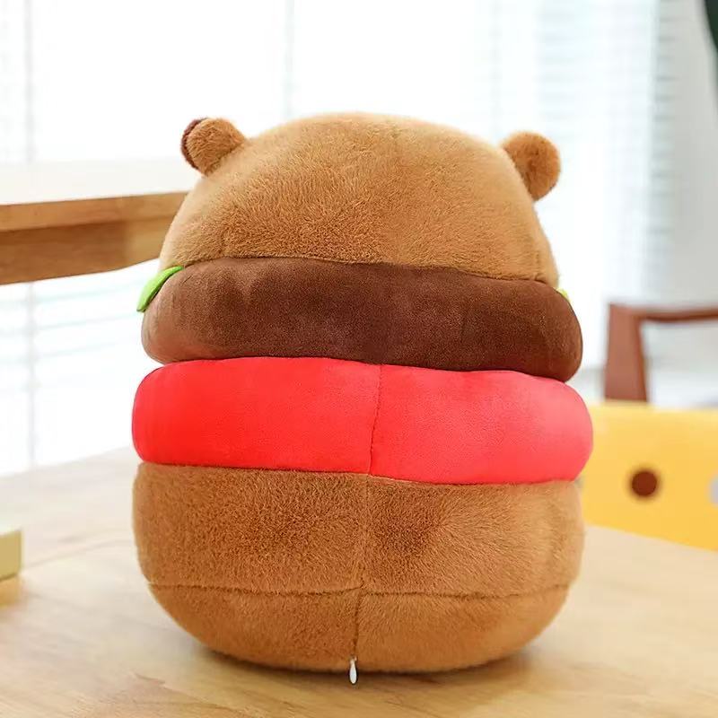 Cute Hamburger Capybara Plush Stuffed Toy Simulation Animal Doll Soft Children's Toy Birthday Gift Kawaii Room Decoration