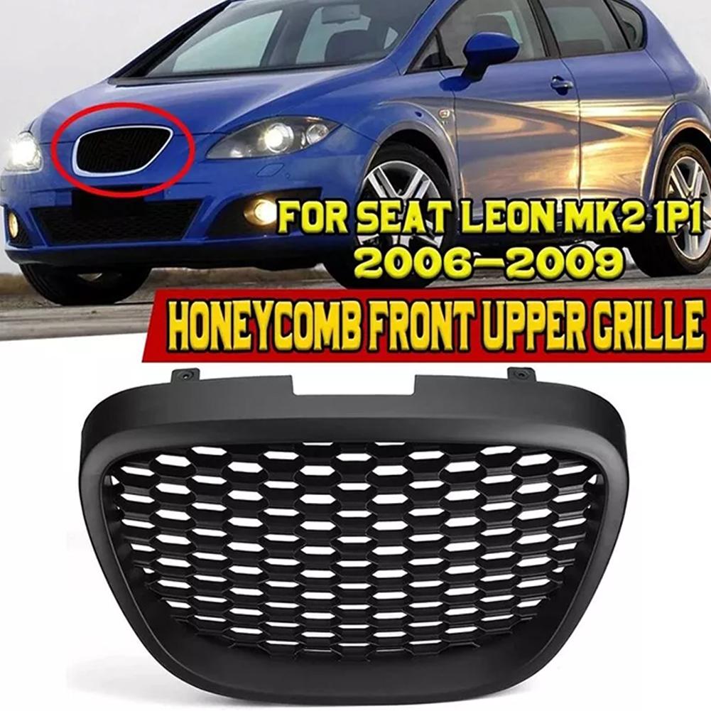 Mesh Badgeless Sport Racing Grill Black Front Honeycomb Grill Compatible with Seat Leon MK2 1P 2006-2009