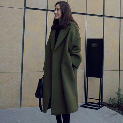 Woolen Coat Women's Autumn and Winter Thickened Woolen Coat Loose Mid-length Coat Slim and Versatile