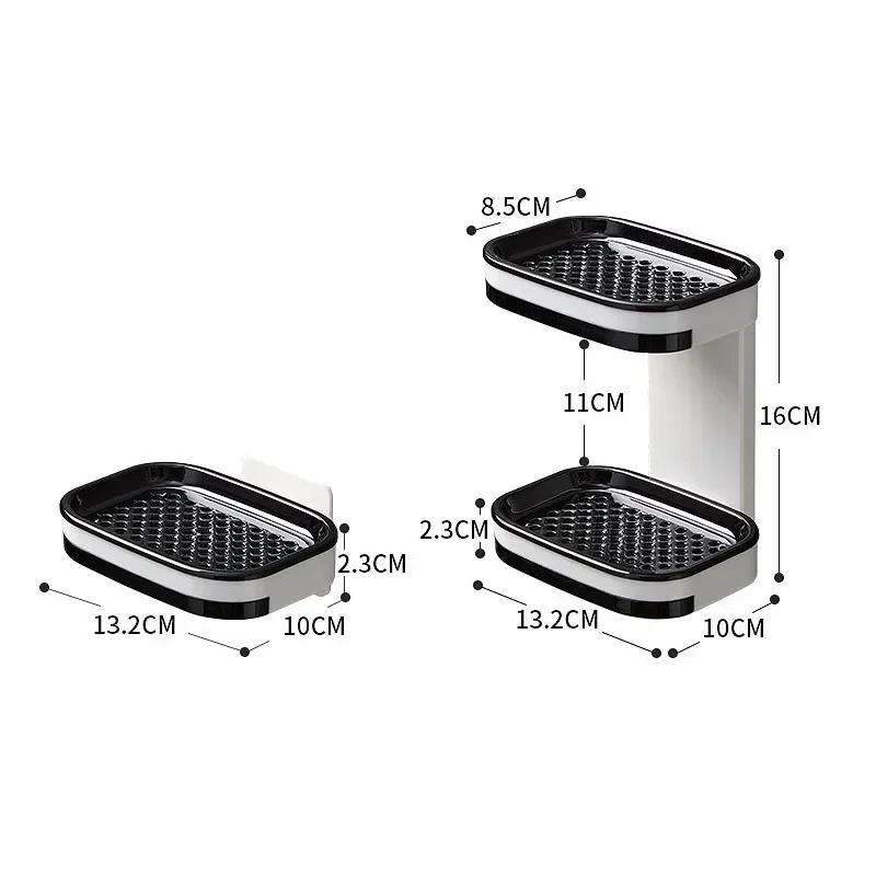 Sapună cu două straturi montate pe perete Sertar fără perforare Suport de scurgere Cutie de depozitare pentru burete de bucătărie Organizator pentru baie Raft