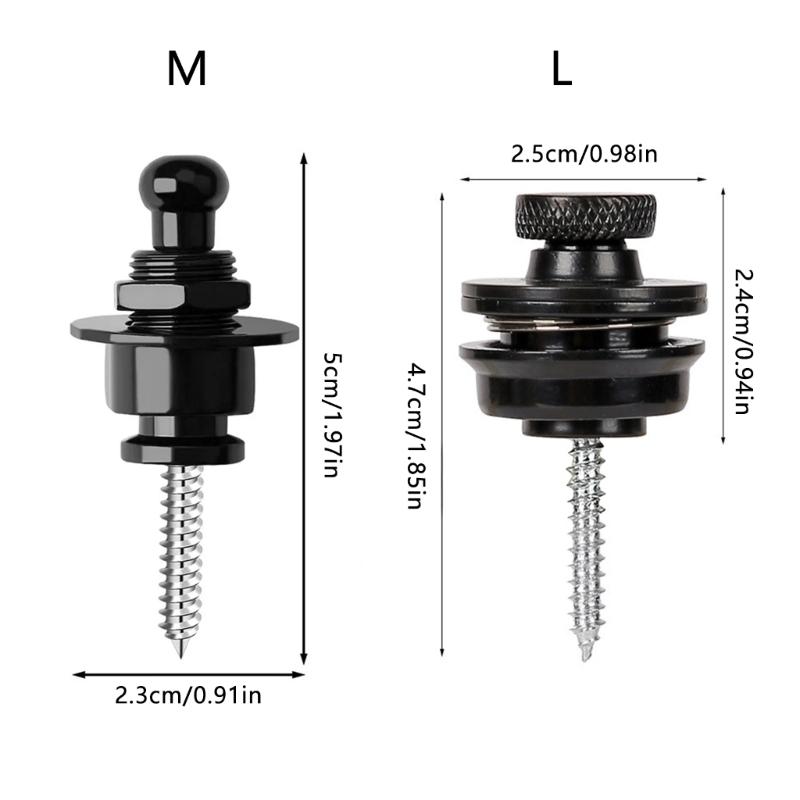 Pack of 2 Guitar Strap Locks Easy to Use Guitars Strap Buttons Metal Texture Bass Straps Locks Metal Guitar Pins