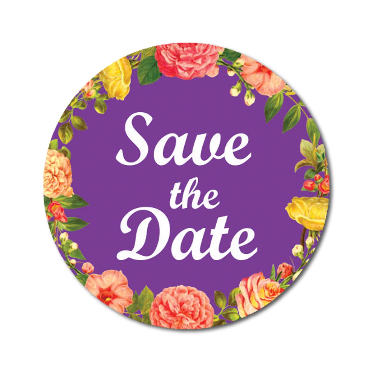 

Darling Souvenir 1.6 Inches Round White Floral Border Save The Date Stickers Mini Envelope Seals-45 Pcs 1.6 Inches Diameter фіолетовий