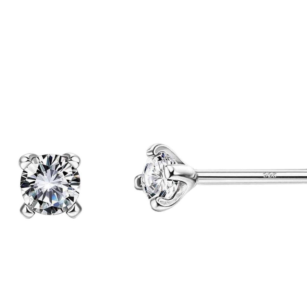 S925 Sterling Silver Diamond Stud Earrings for Women, Minimalist & Petite, Sleep-Friendly, Perfect for Piercings