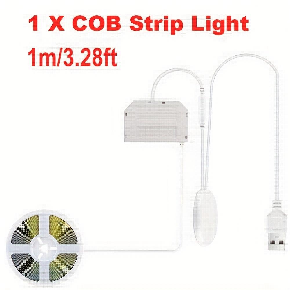 USB COB LED Cabinet Light, Touch Dimmable Strip, 5V IP65 1m for Kitchen, Wardrobe, Showcase