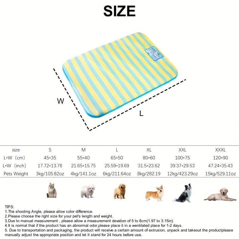 Summer Stripes Dog Bed Cool Breathable Puppy Kitten Sleeping Pad Ice Silk Cooling Pet Mat Washable Cooling Pad Dog Accessories