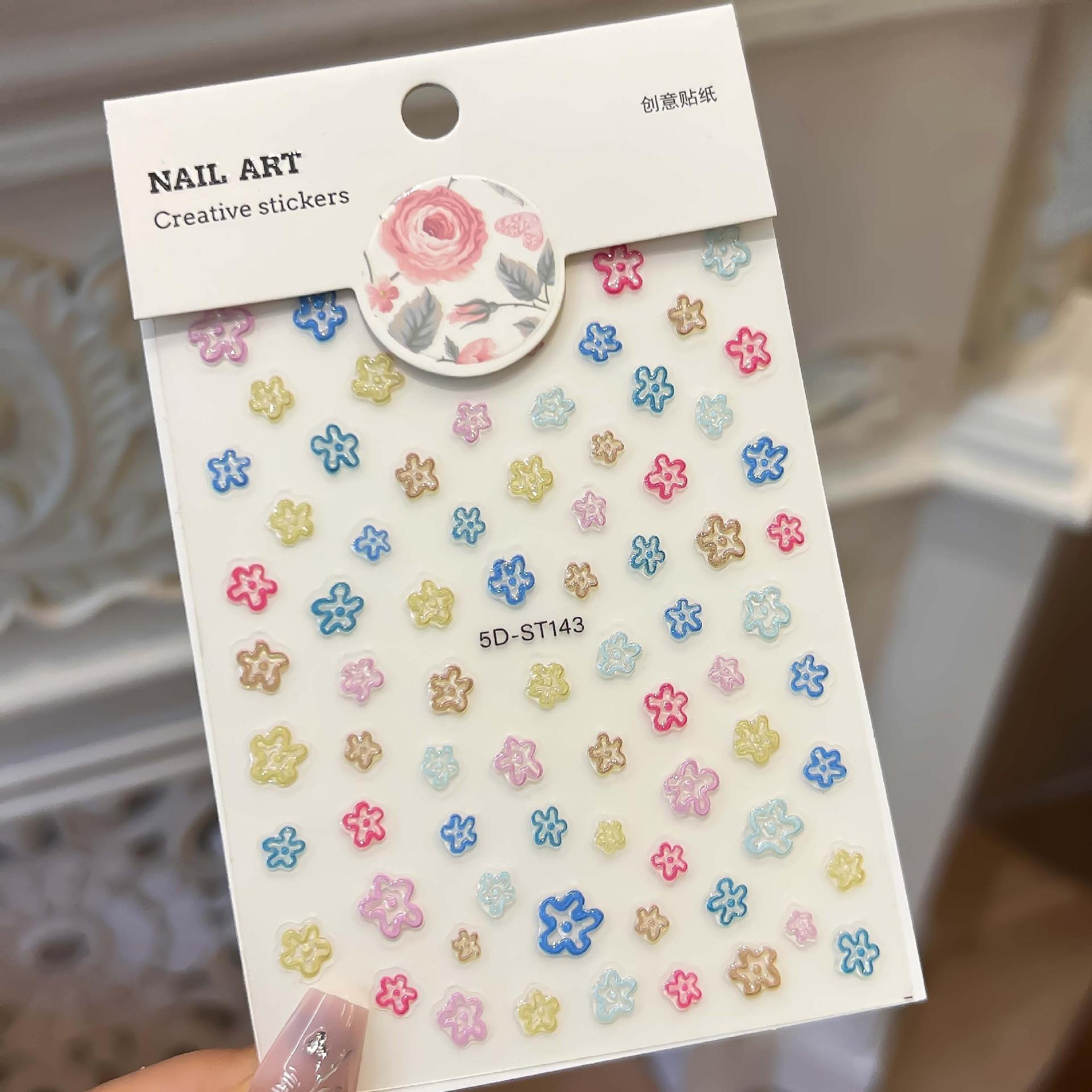 Японские декоративные наклейки, звезды, цветы, наклейки, нейл-винд, милые наклейки для маникюра, 5D тонкие наклейки для ногтей 5DST143