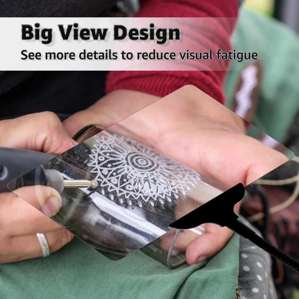 Hands Free Magnifying Glass 5XAdjustable Clip On Magnifying Glass Square Magnifying Glass Full Book Page Reading Magnifier