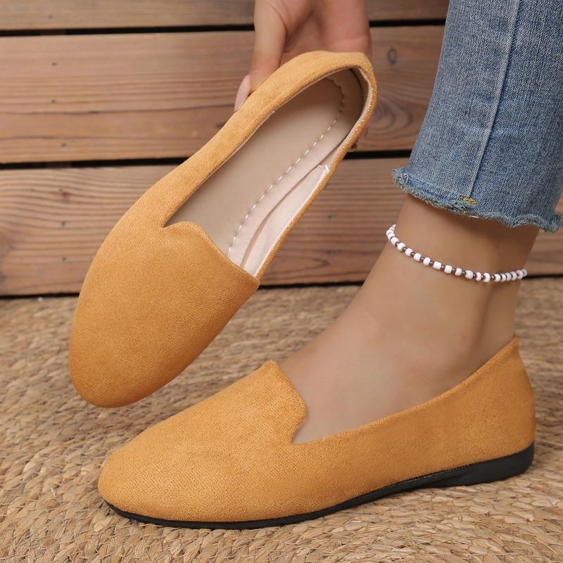

Plus Size Simple Flats Fall New Pointed Toe Mid-mouth Suede Lightweight Soft-sole Non-slip Sneakers 36 оранжевый